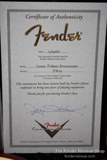 Fender Custom Shop Stevie Ray Vaughan SRV Lenny Tribute Stratocaster - SOLD. — 049 0 0