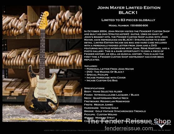 Fender John Mayer Limited Edition Black1 Custom Shop Masterbuilt Stratocaster — Black1 0
