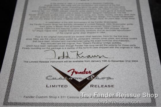 2004 Fender Custom Shop '54 Reissue 50th Anniversary Stratocaster - SOLD