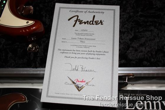 fender limited custom shop SRV stevie ray vaughan certificate