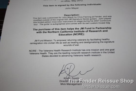 Fender John Mayer Stage Played, Owned, and Signed Masterbuilt Stratocaster